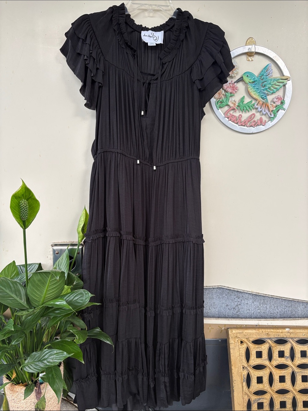 Sam Edelman Black Ruffle-Tier Maxi Dress - Picture 2 of 8